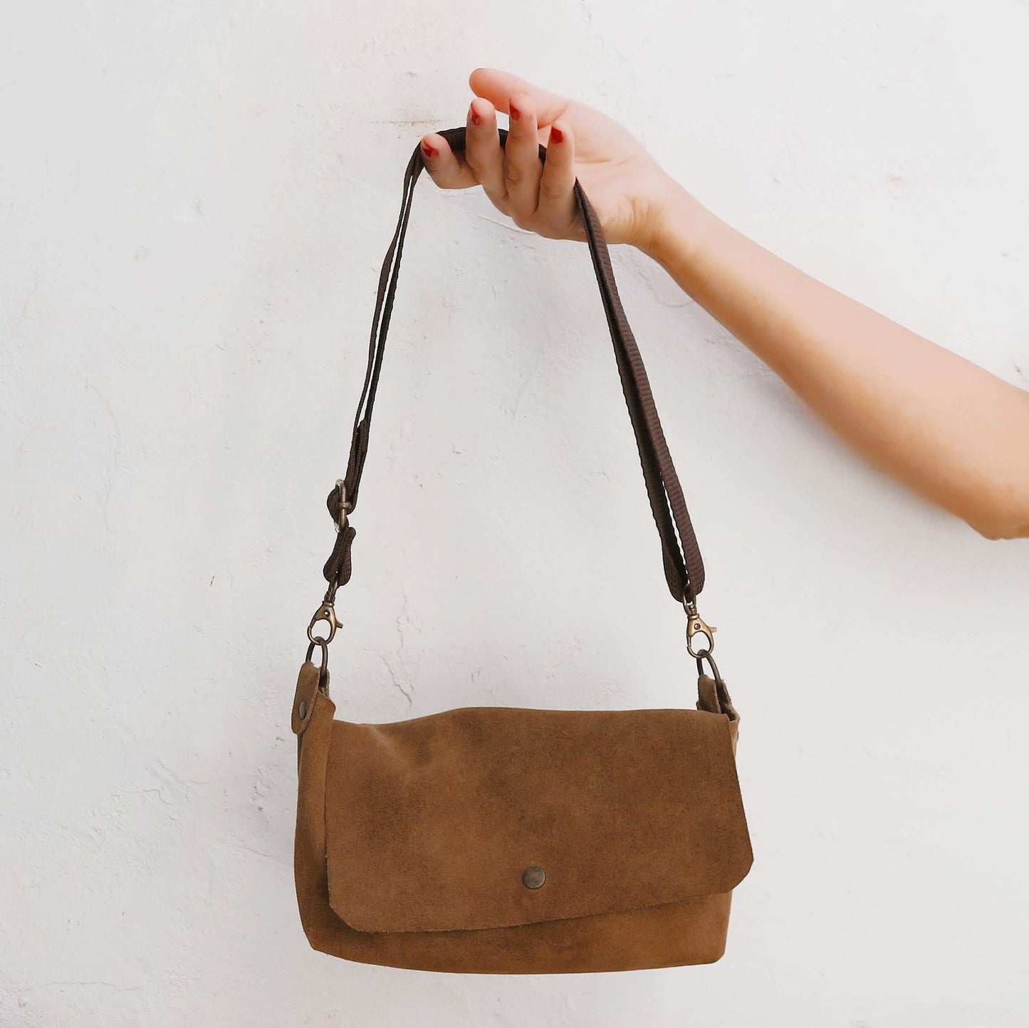 Cross Body Leather Handbag - Claudia Honey - Maslinda Designs