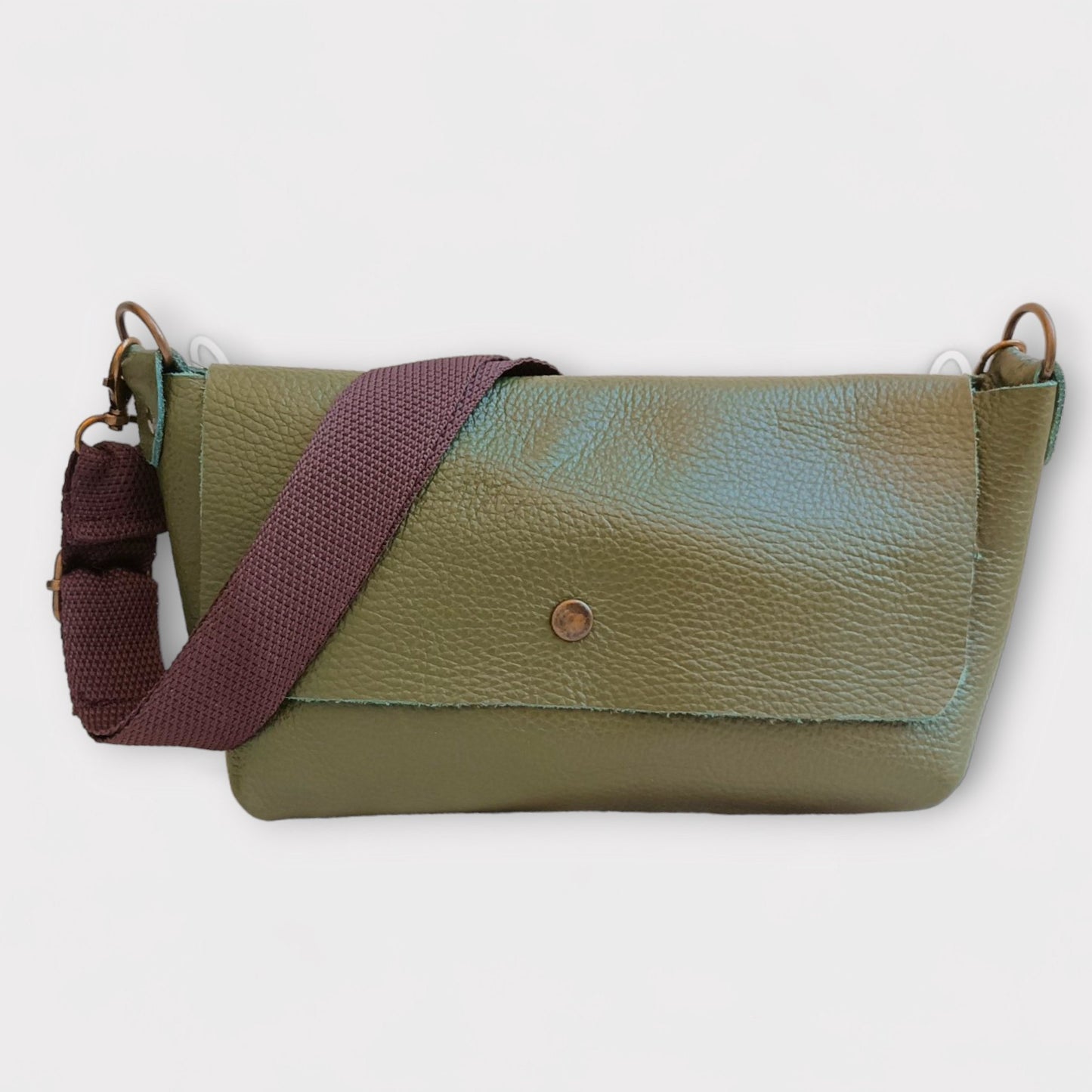 Cross Body Leather Handbag - Claudia Olive - Maslinda Designs