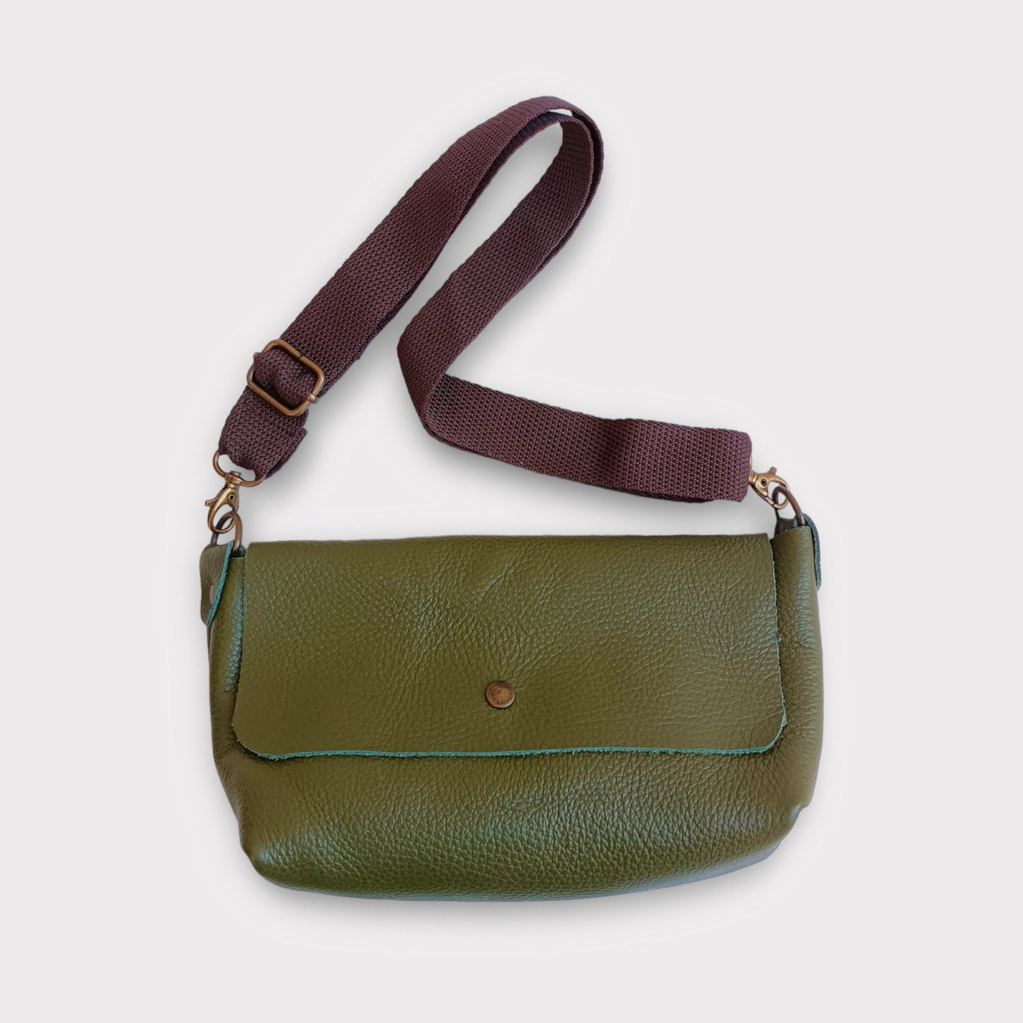 Cross Body Leather Handbag - Claudia Olive - Maslinda Designs