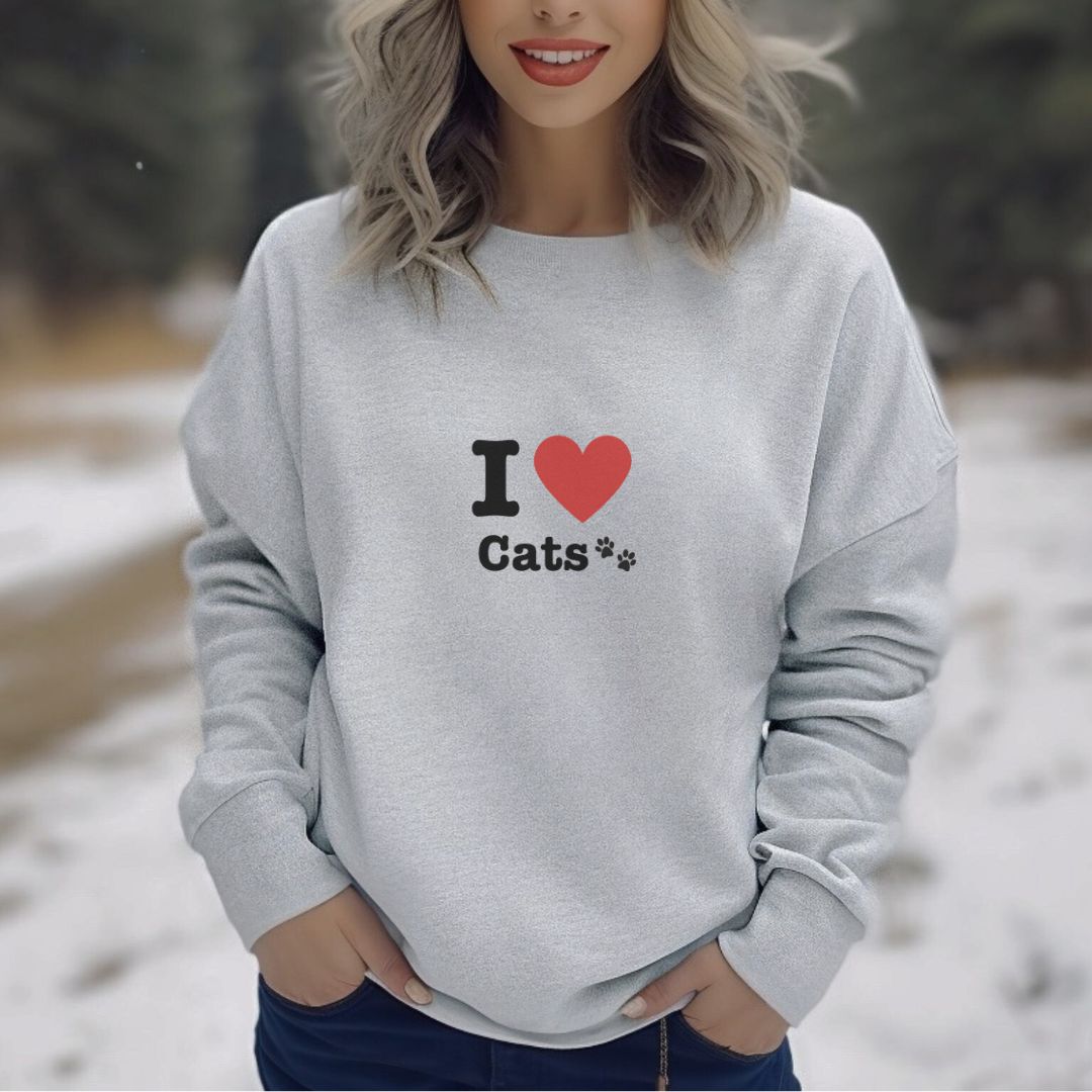I Love Cats Lightweight Sweatshirt - Maslinda Designs