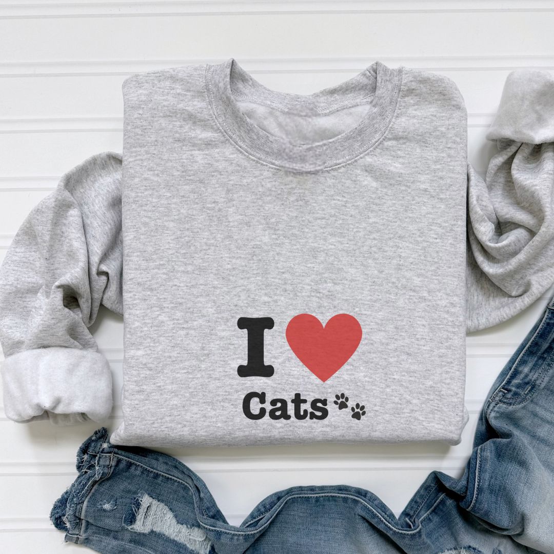 I Love Cats Lightweight Sweatshirt - Maslinda Designs