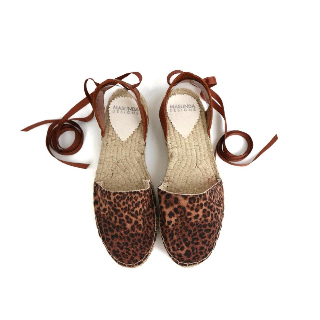 Leopard Print Espadrilles - Tan - Classic Sole - Maslinda Designs