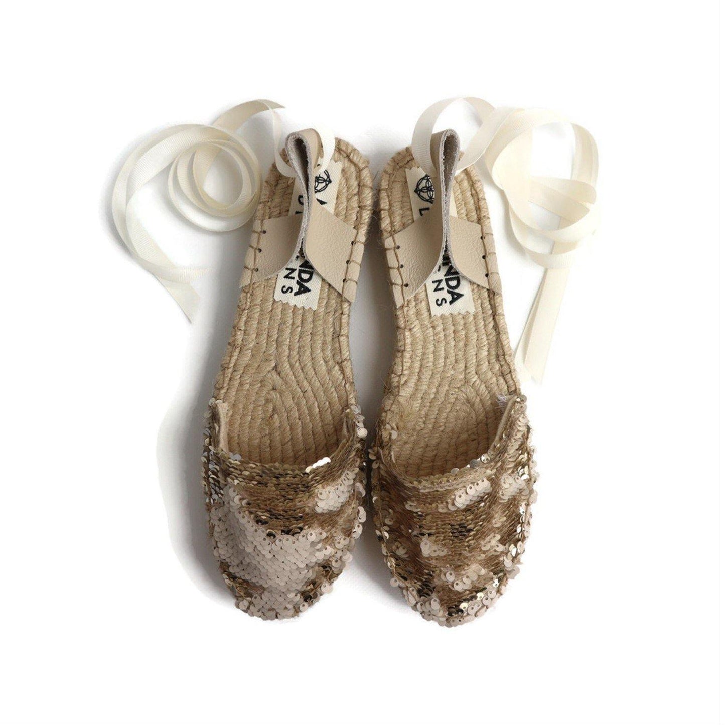 Sequin Espadrilles - Champagne - Double Sole - Maslinda Designs