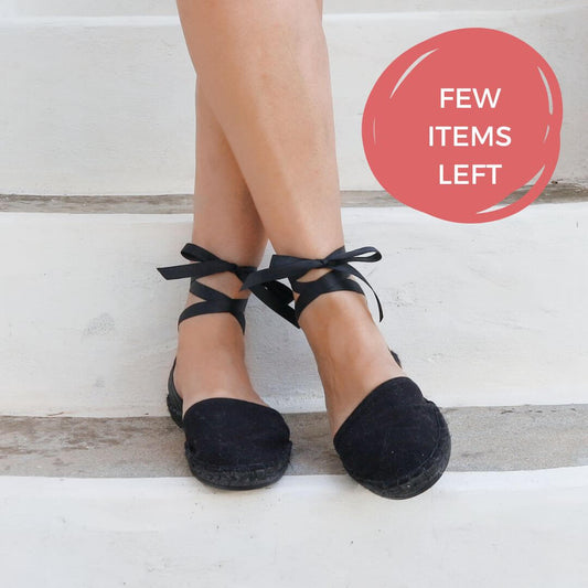 All Black Lace Up Espadrilles - Maslinda Designs