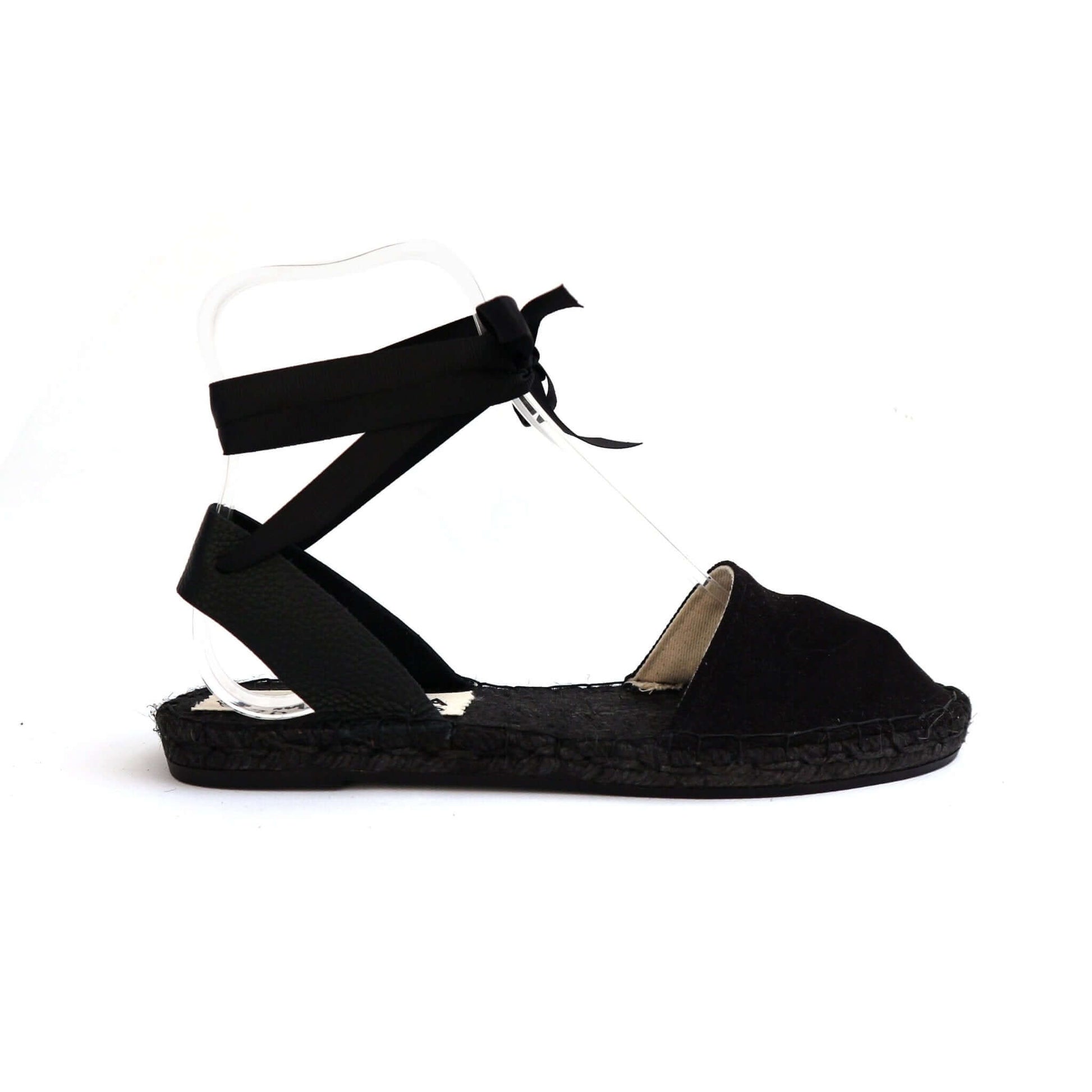 All Black Lace Up Espadrilles - Maslinda Designs