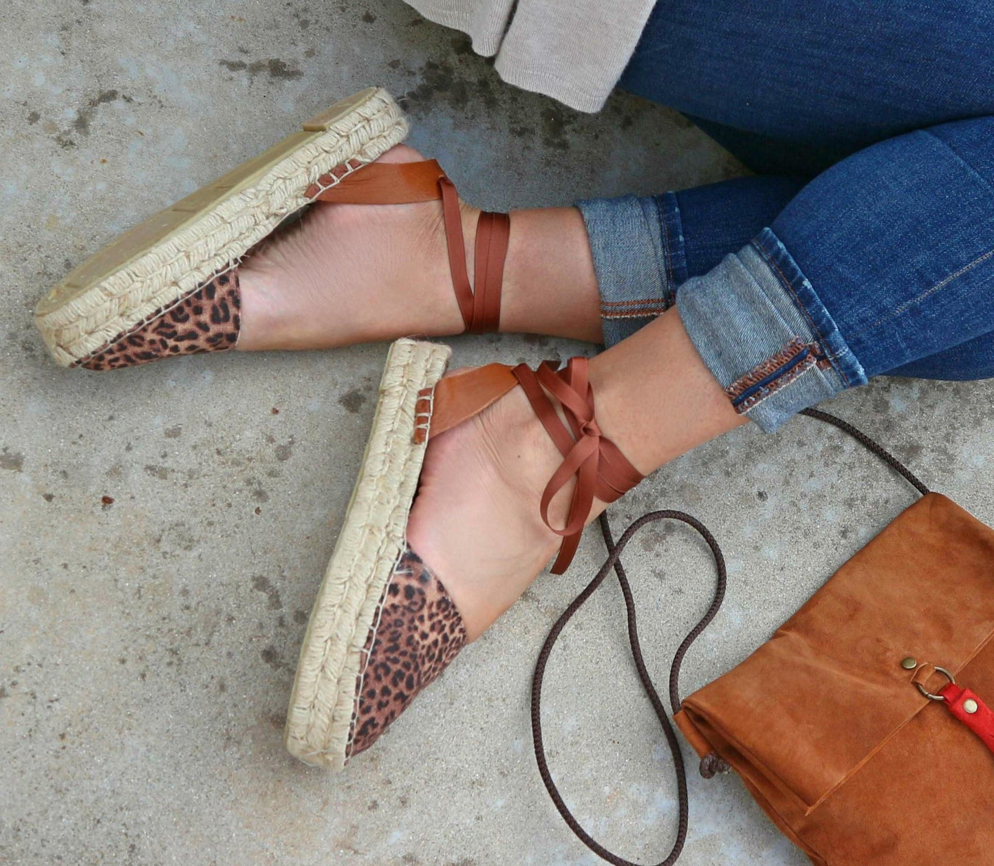 Leopard Print Espadrilles - Tan - Double Sole