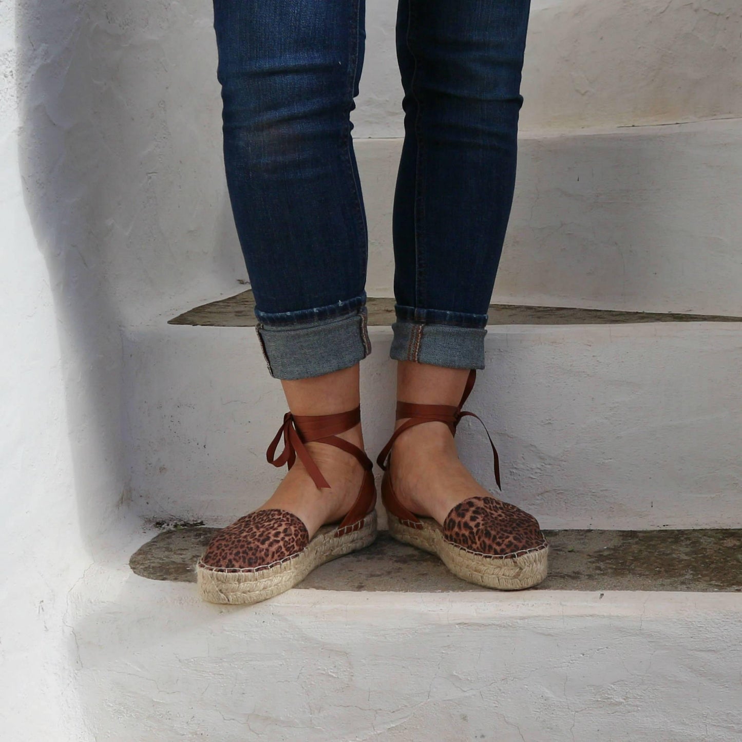 Leopard Print Espadrilles - Tan - Double Sole