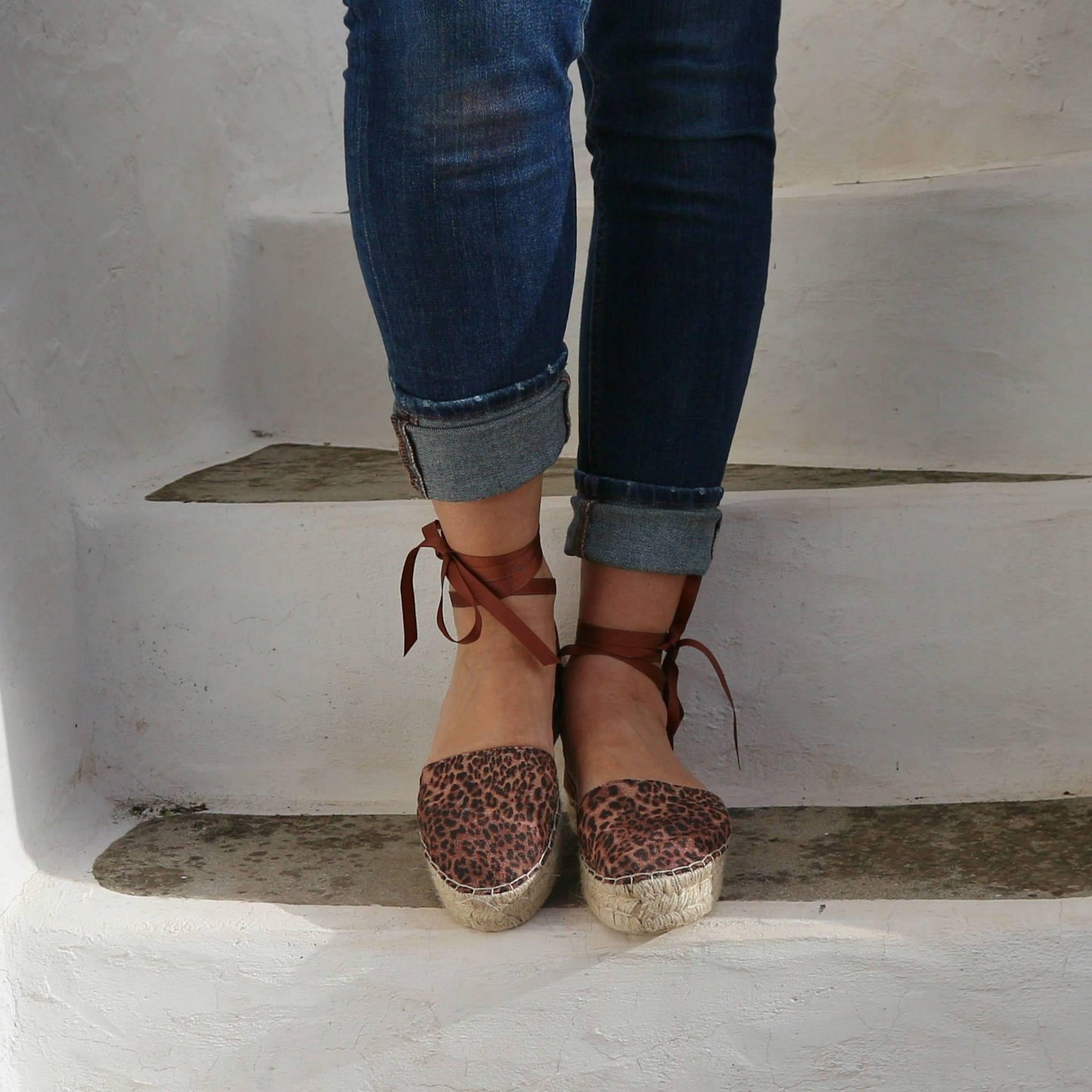 Leopard Print Espadrilles - Tan - Double Sole