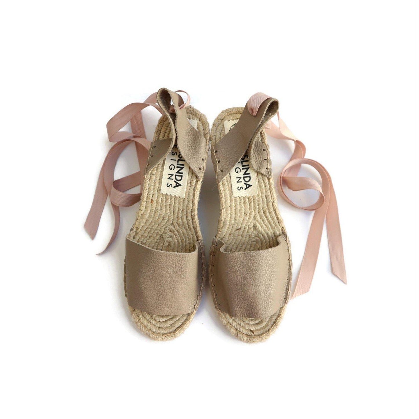 Leather Espadrilles Sandals - Beige - Double Sole