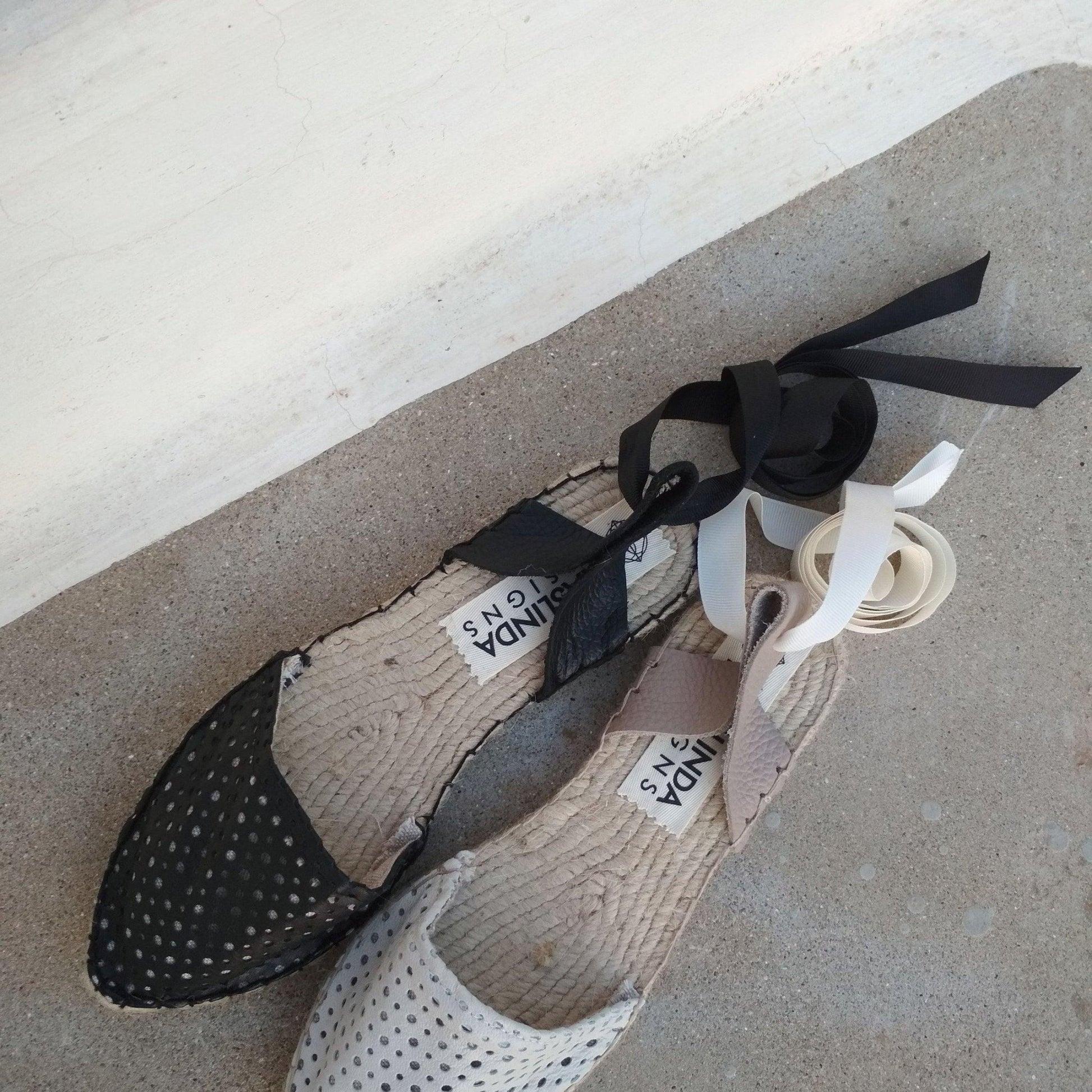 Peek a Boo Leather Espadrilles - White - Maslinda Designs