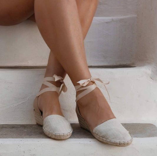 Low Wedge Espadrilles - Herringbone - Maslinda Designs