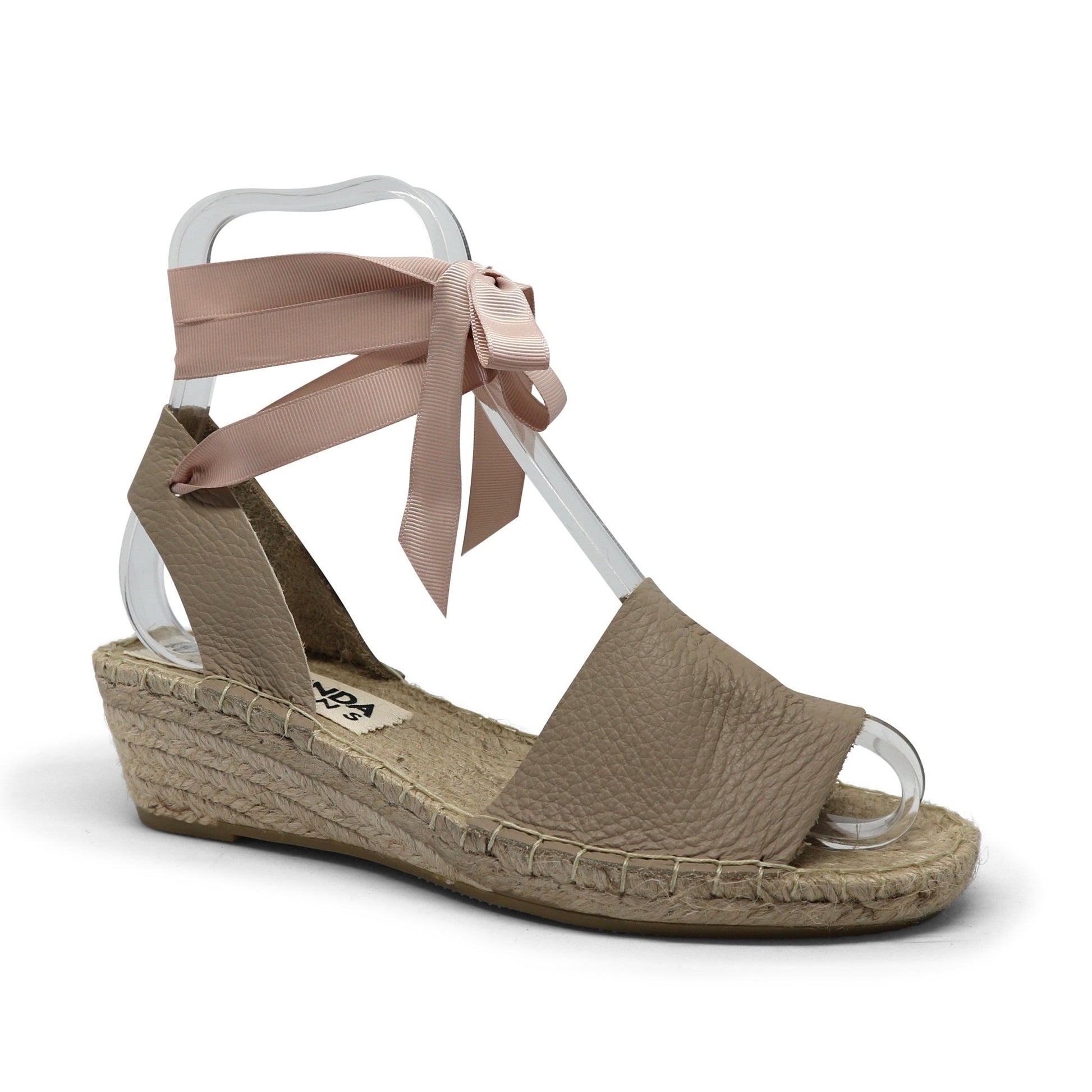 Low Wedge Leather Espadrilles - Nude - Maslinda Designs