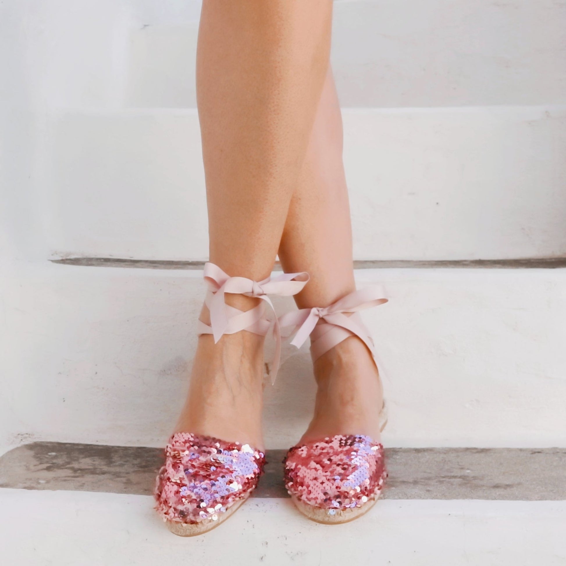 Sequin Espadrilles - Rosé - Classic Sole - Maslinda Designs