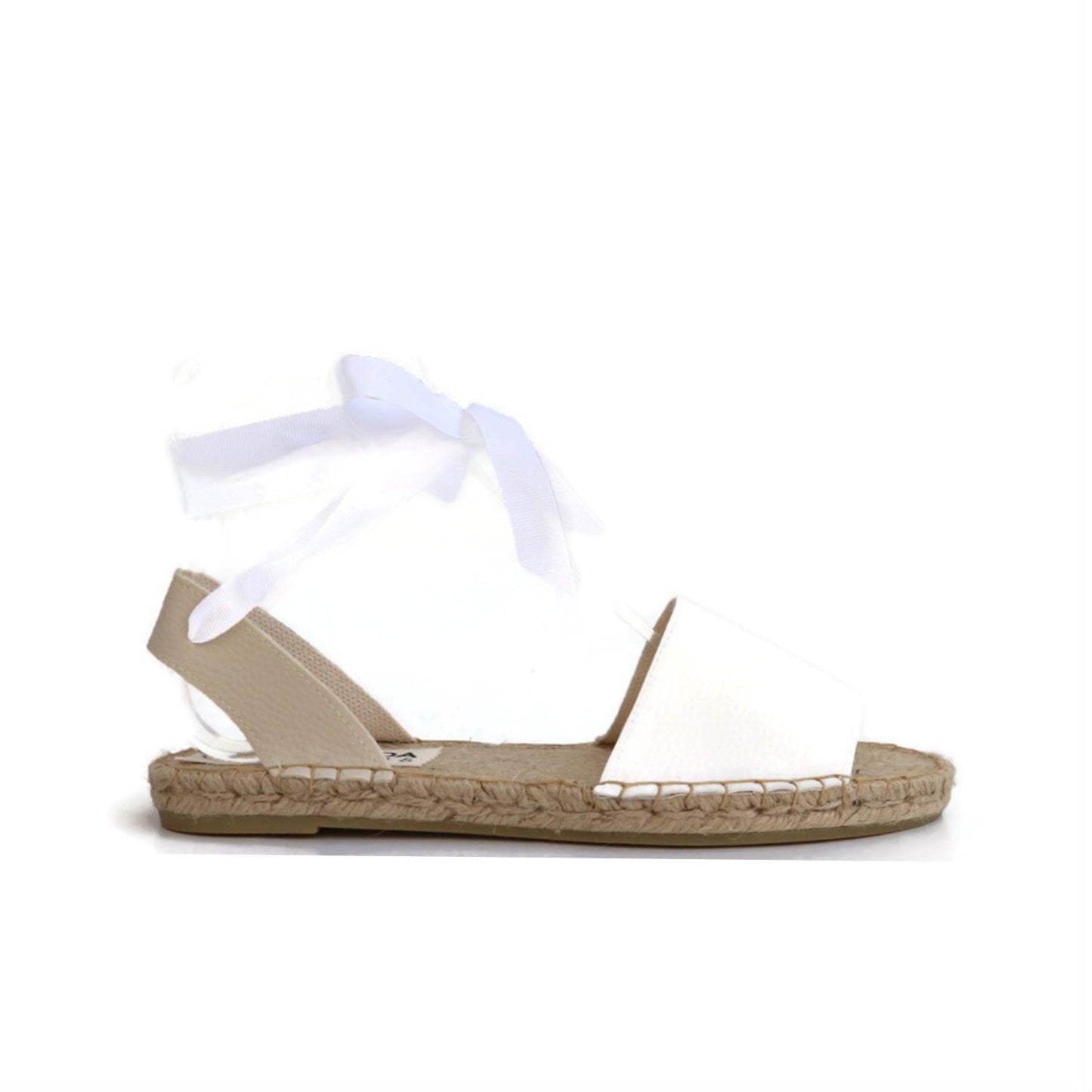Vegan Espadrilles Sandals - White - Classic Sole - Maslinda Designs