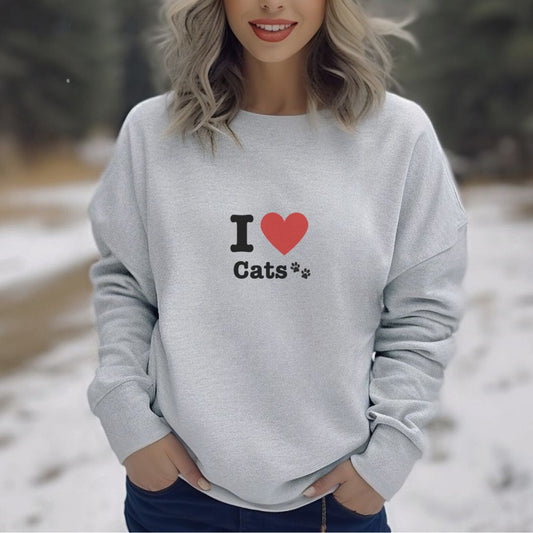 I Love Cats Lightweight Sweatshirt