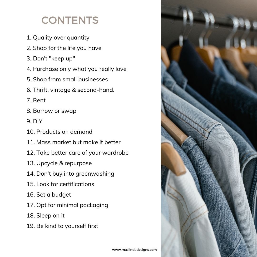 19 ways to a more sustainable wardrobe - Maslinda Designs