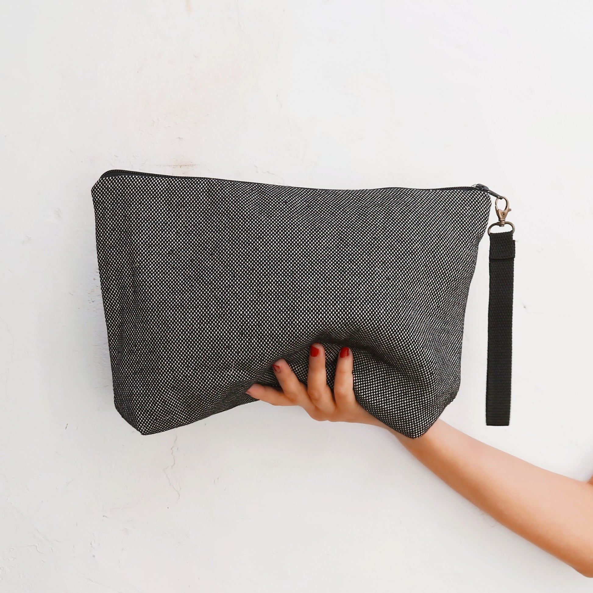 Billie Zippered Clutch Bag - Off Black - Maslinda Designs