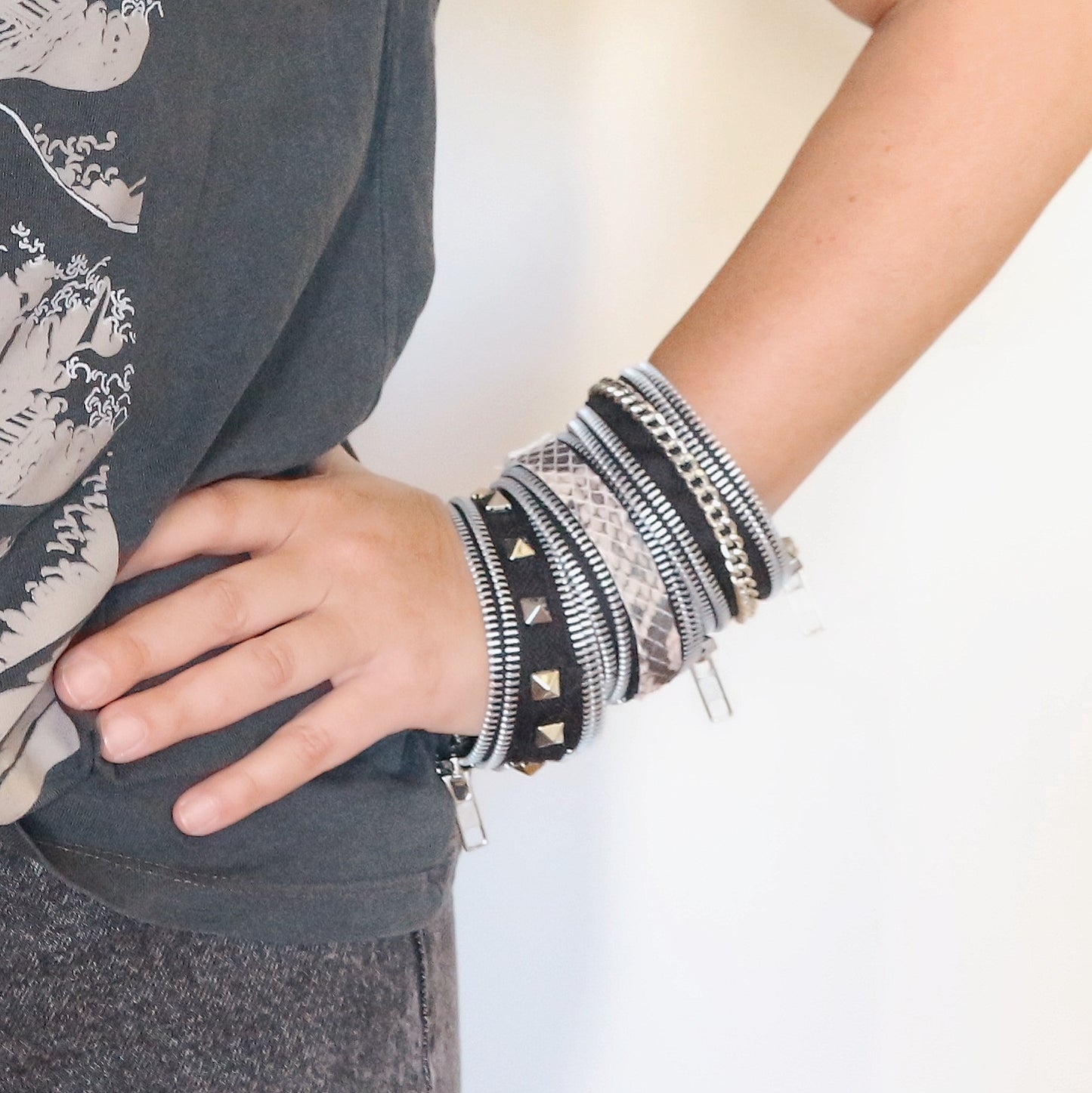 Zipper Cuff Bracelet - Silver