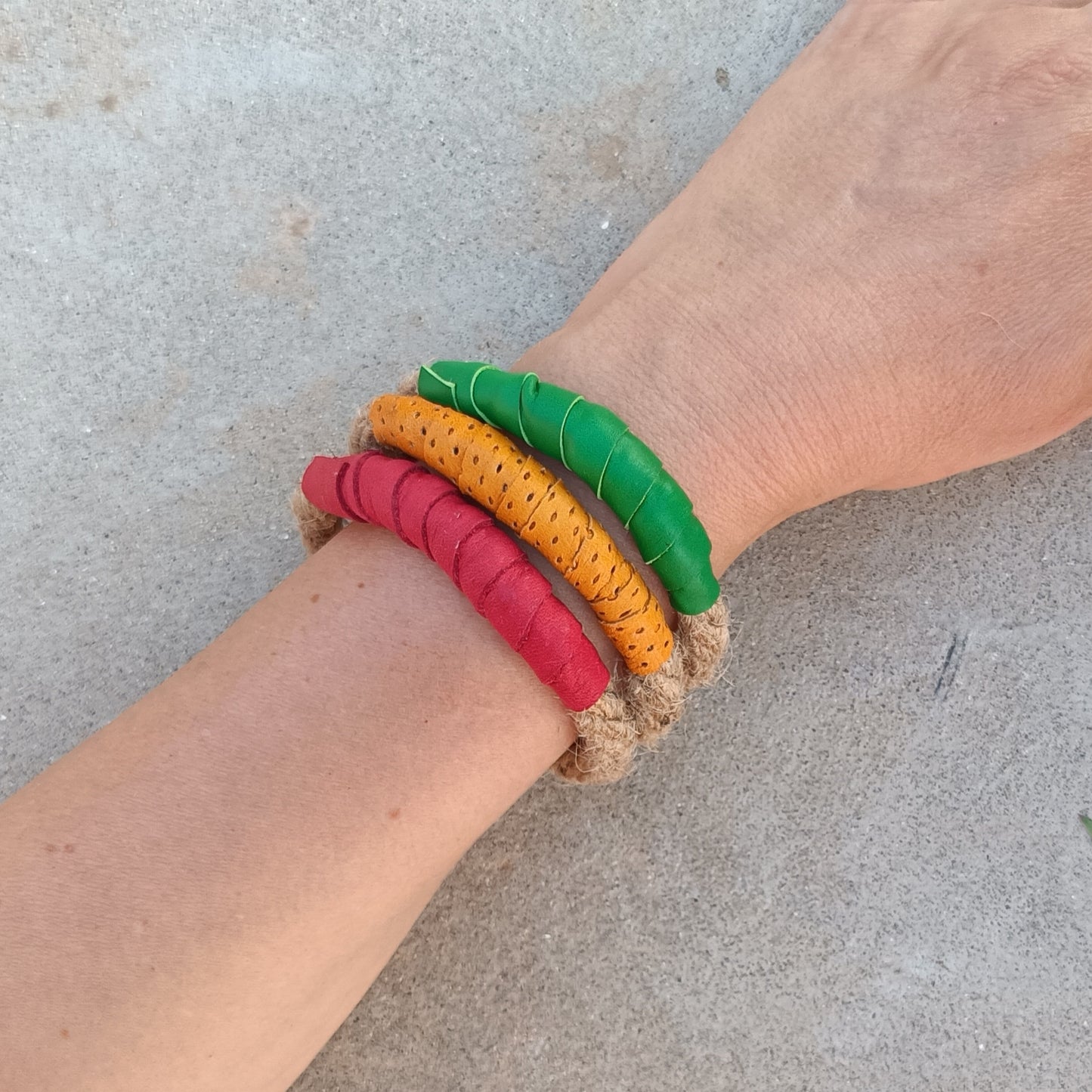 Rope and Leather Bracelets - Set of 3 - Maslinda Designs