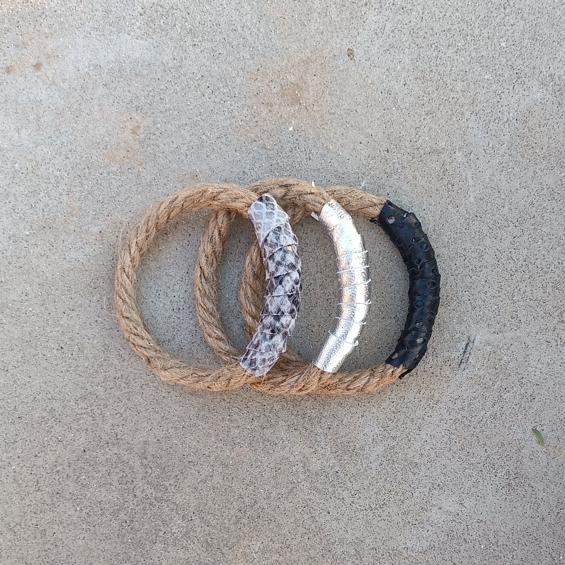 Rope and Leather Bracelets - Set of 3 - Maslinda Designs