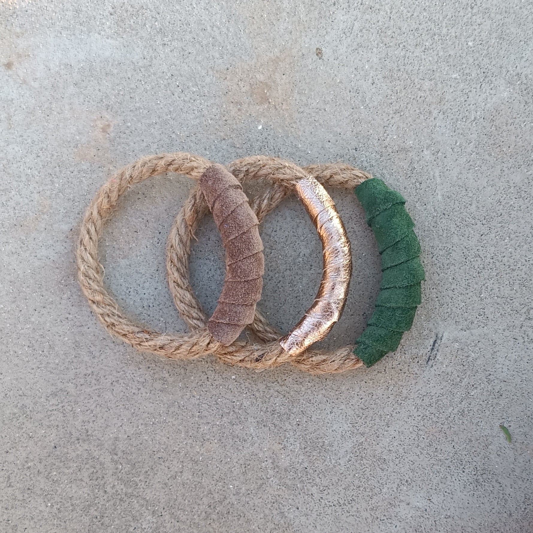 Rope and Leather Bracelets - Set of 3 - Maslinda Designs