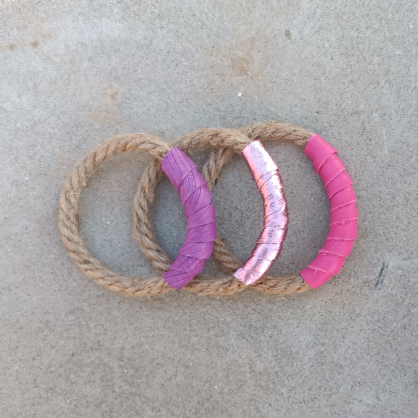 Rope and Leather Bracelets - Set of 3 - Maslinda Designs