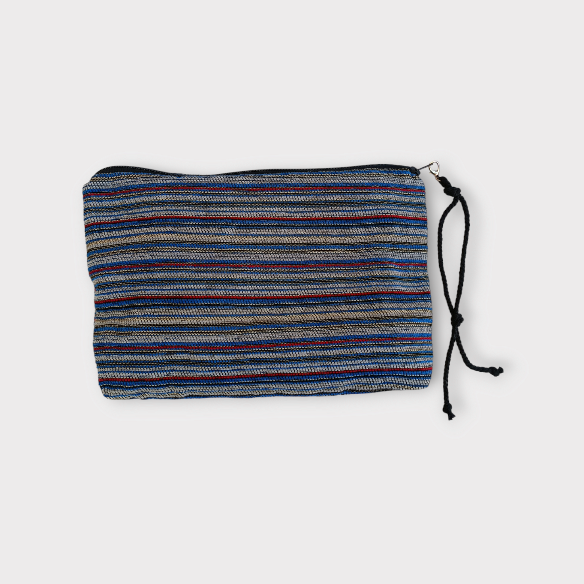 Billie Zippered Clutch Bag - Blue Stripes - Maslinda Designs