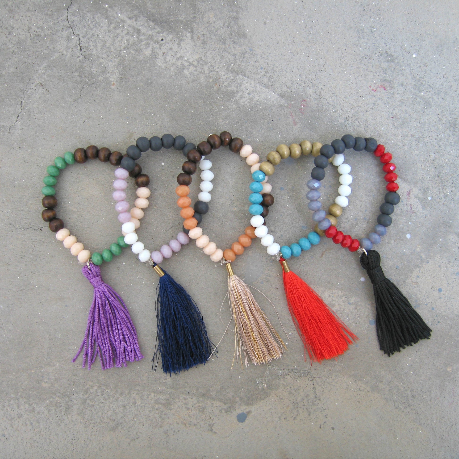 Crystal Beads Tassel Bracelet - Maslinda Designs