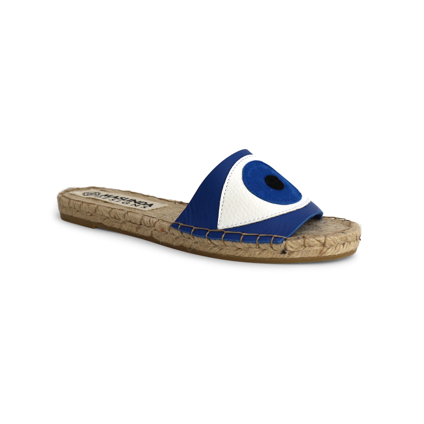 Evil Eye Espadrilles Slides - Blue - Maslinda Designs