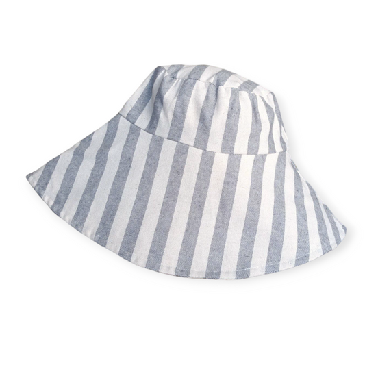 Blue & White Striped Wide Brim Hat