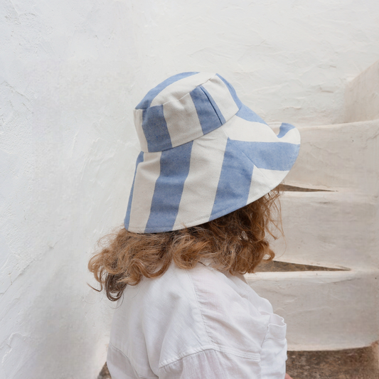 Υφασμάτινο καπέλο Ριγέ λευκό-μπλε