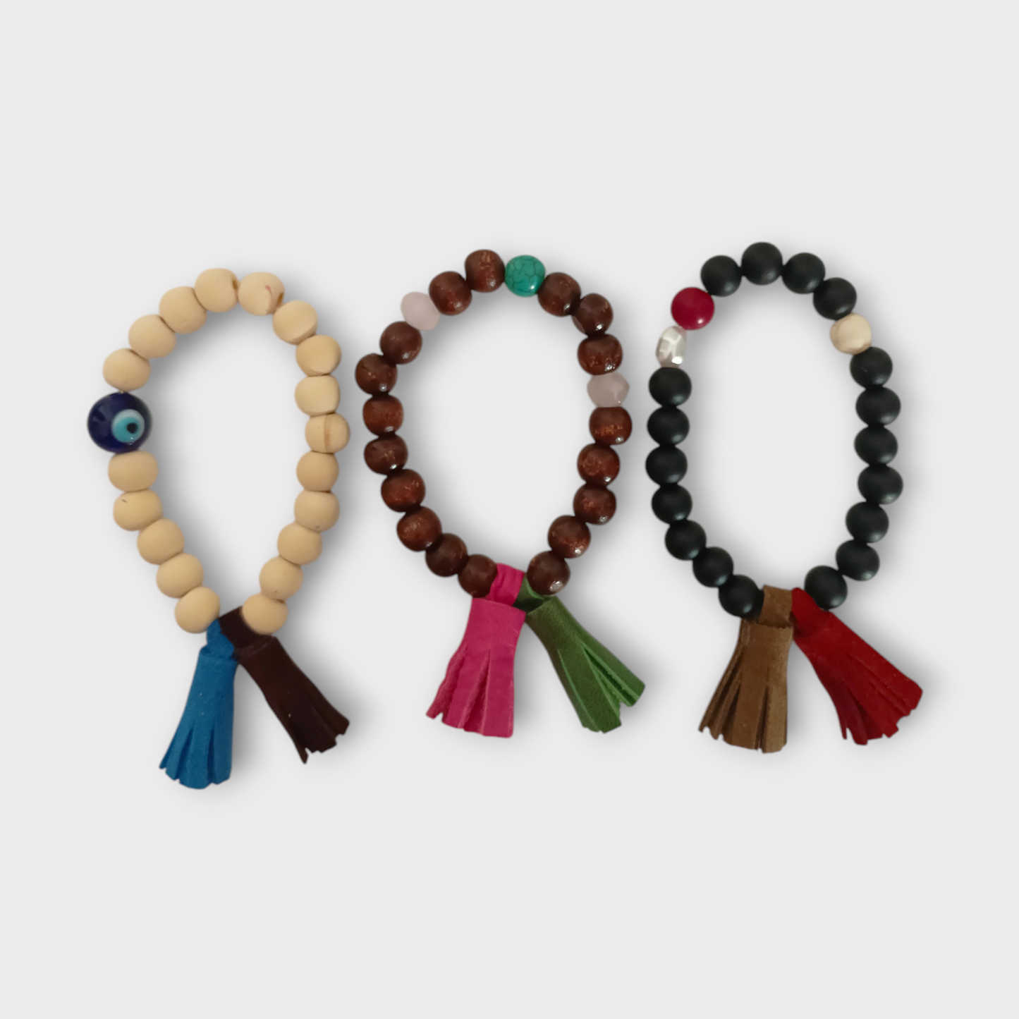 Wooden Beads Tassel Bracelet - Set of 3