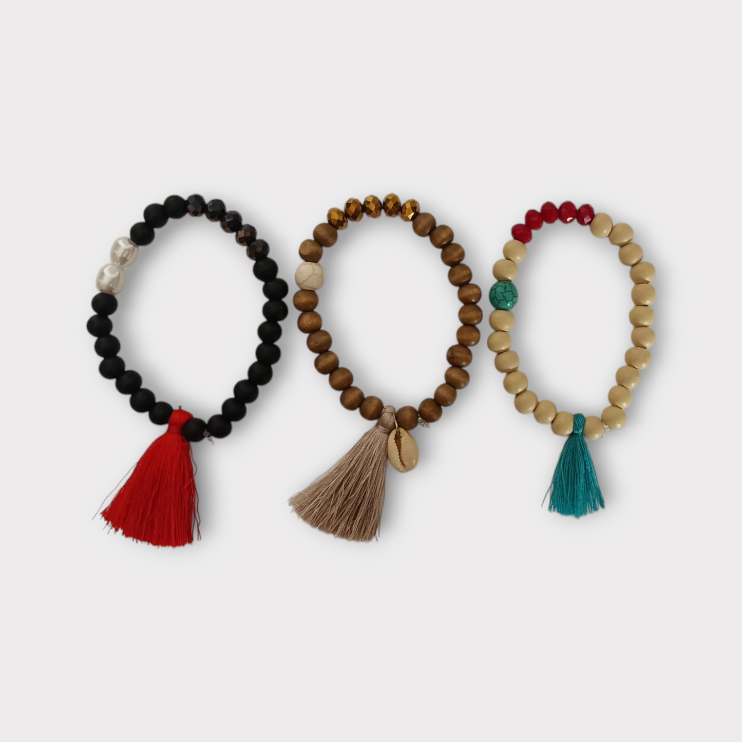 Crystal Beads Tassel Bracelet - Set of 3