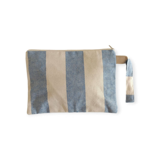 Blue and White Striped Small Zipper Bag