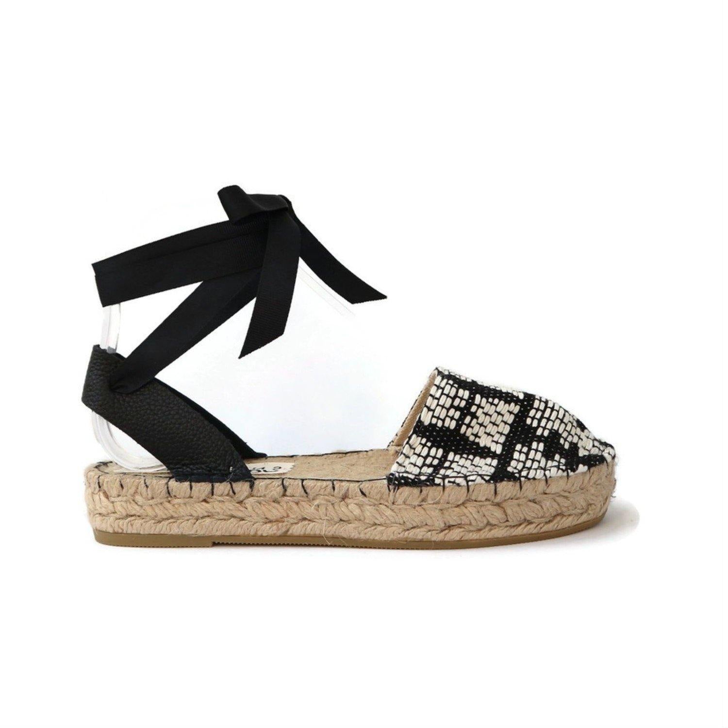 Black and White Boho Espadrilles - Maslinda Designs