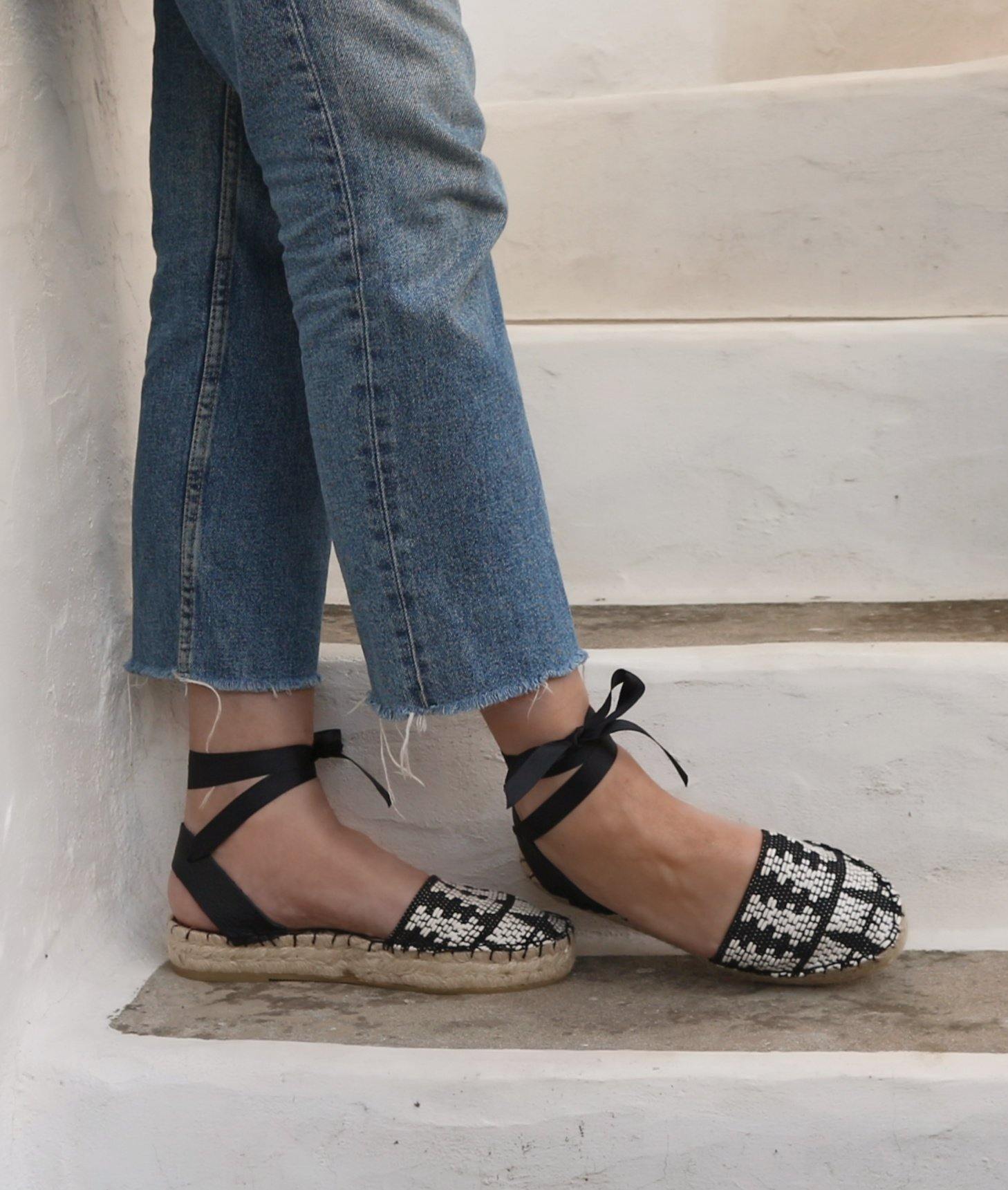 Black and White Boho Espadrilles - Maslinda Designs