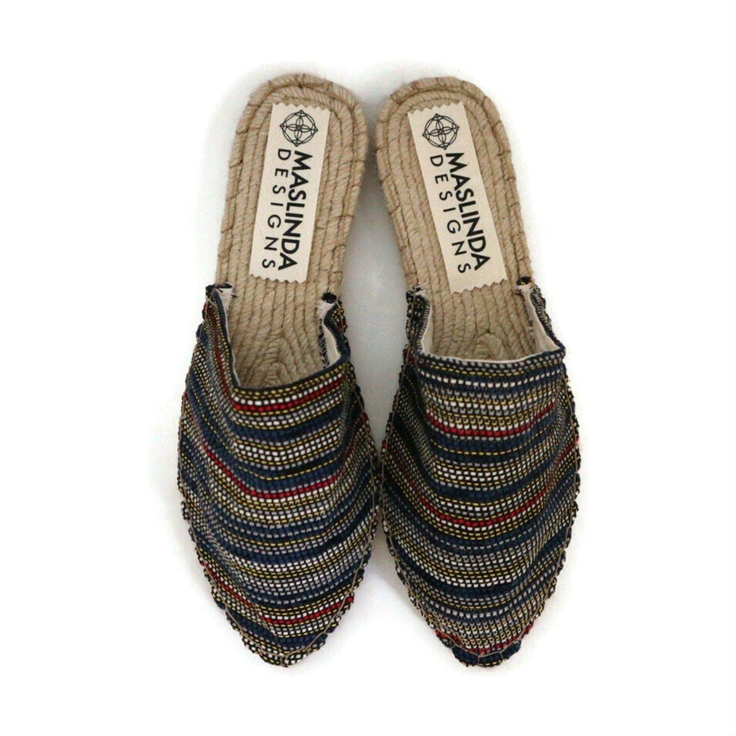 Boho Espadrilles Mules - Blue - Maslinda Designs