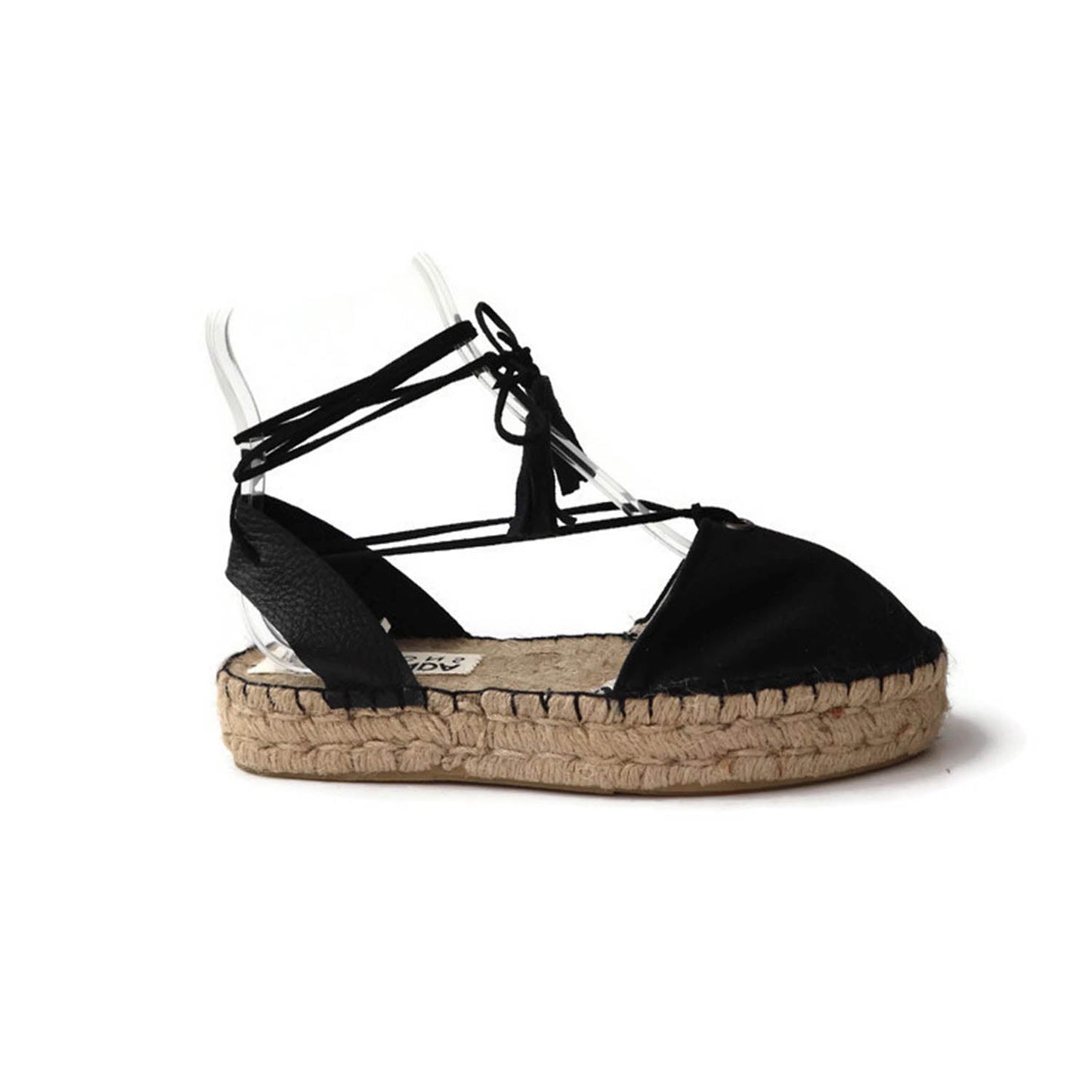 Boho Lace Up Espadrilles - Black - Double Sole - Maslinda Designs