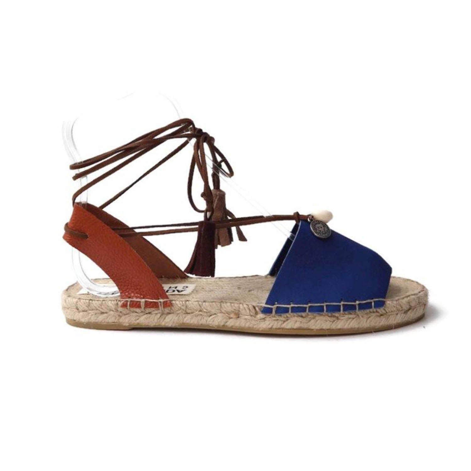 Boho Leather Espadrilles - Blue - Maslinda Designs