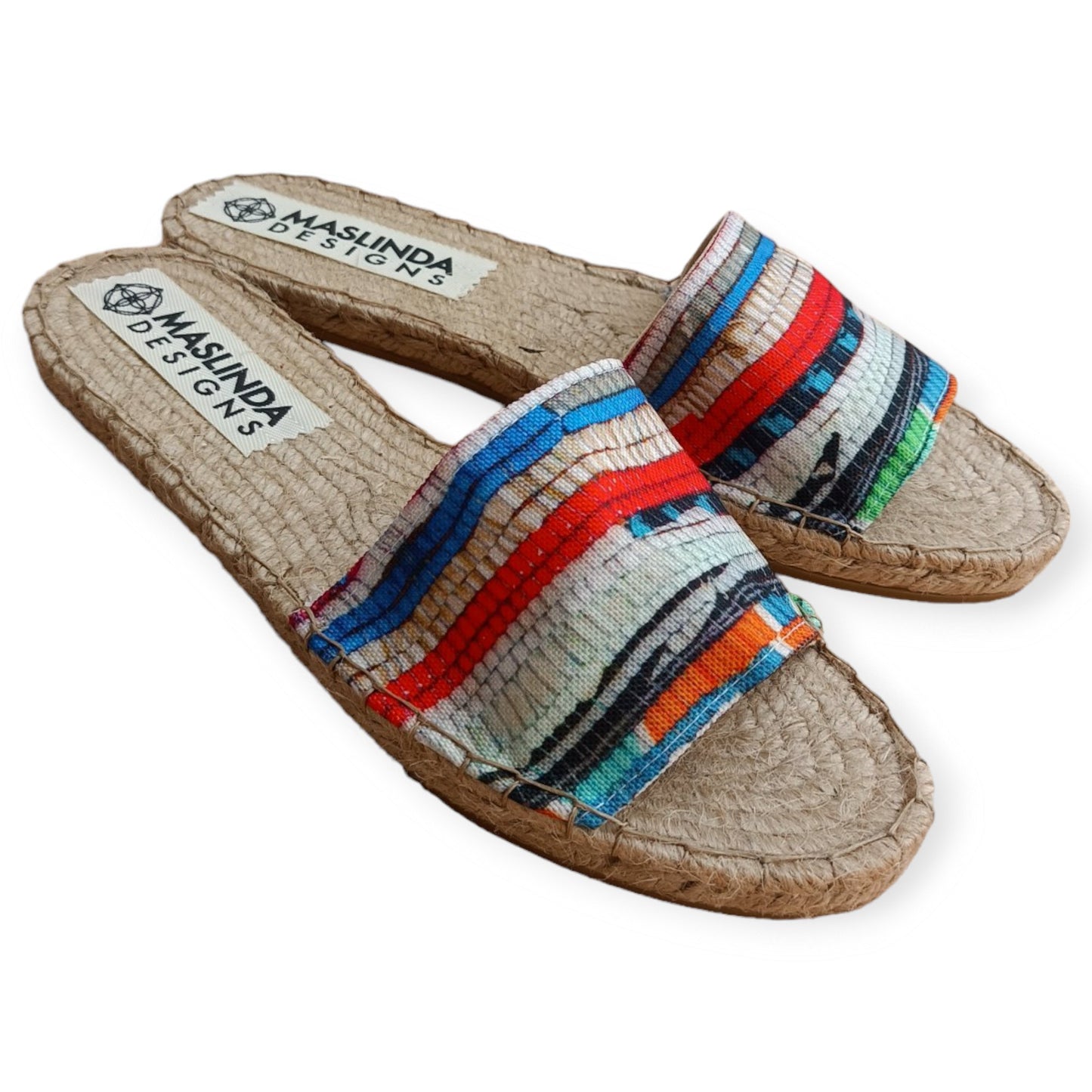 Colorful Espadrilles Slides - Kilim Print - Maslinda Designs