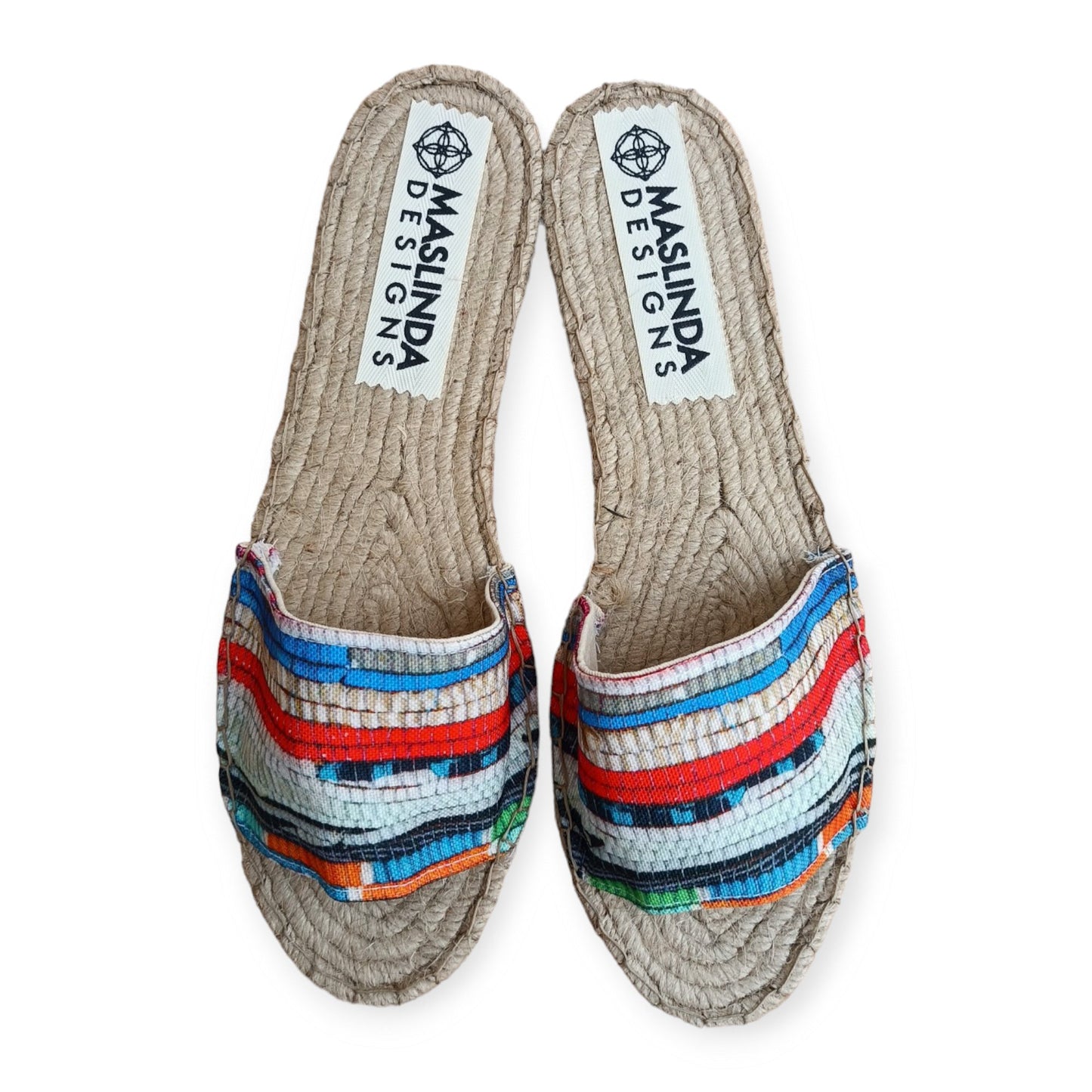 Colorful Espadrilles Slides - Kilim Print - Maslinda Designs