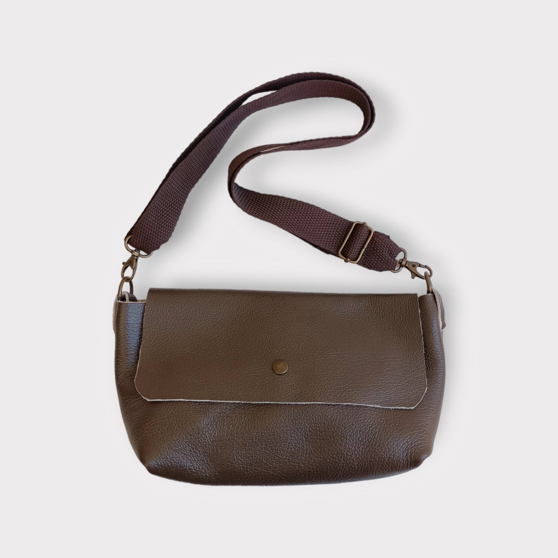 Cross Body Leather Handbag - Claudia Greige - Maslinda Designs