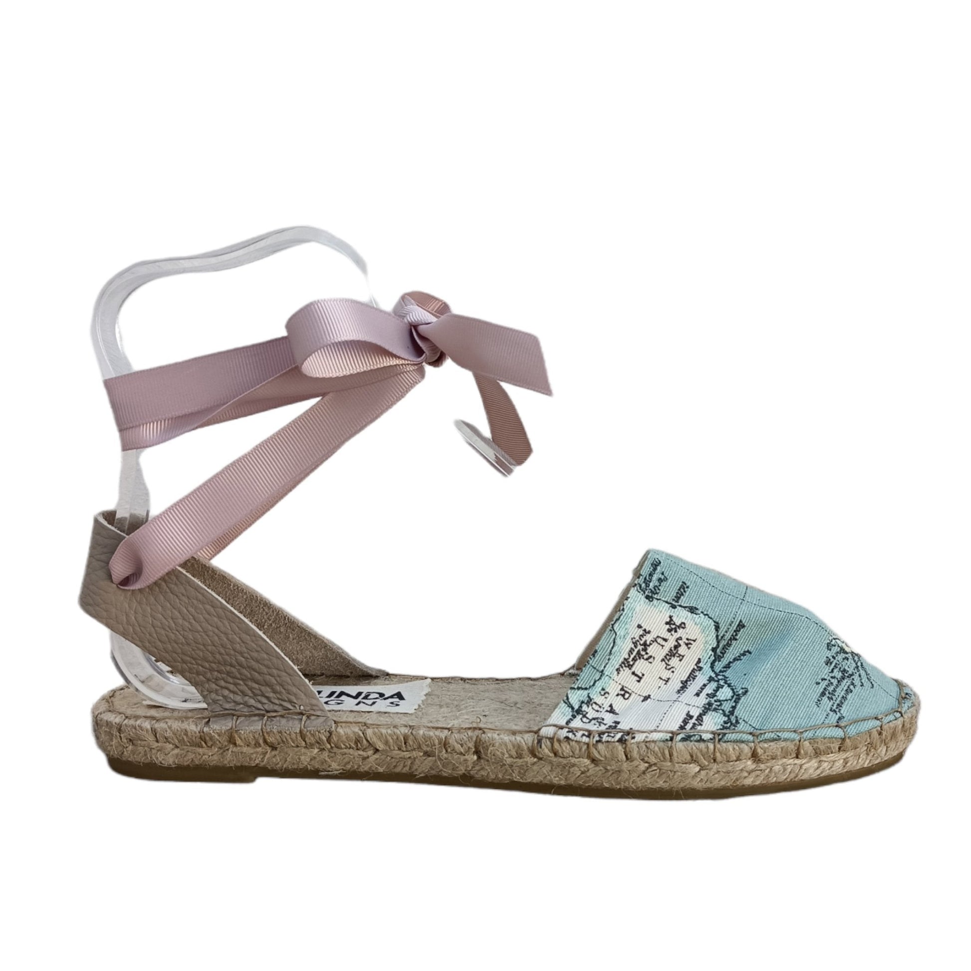 Espadrilles Sandals - Wold Map Print - Classic Sole - Maslinda Designs