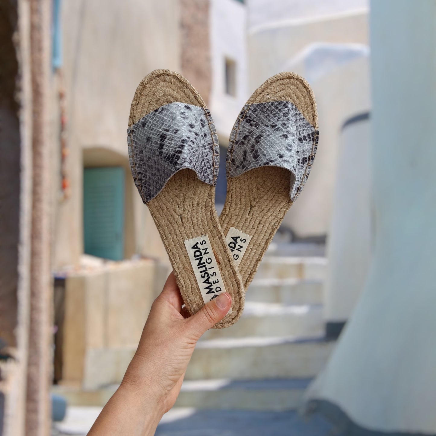 Espadrilles Slides - Snake Print - Maslinda Designs