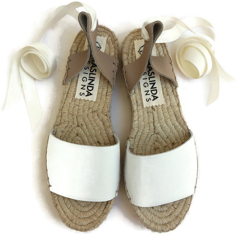 Essential Espadrilles Sandals - White - Double Sole - Maslinda Designs