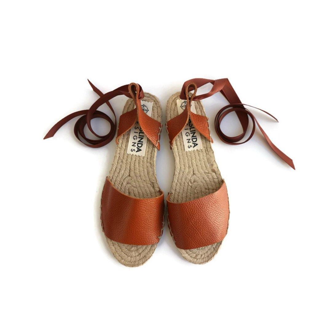 Essential Leather Espadrilles Sandals - Tan - Double Sole - Maslinda Designs