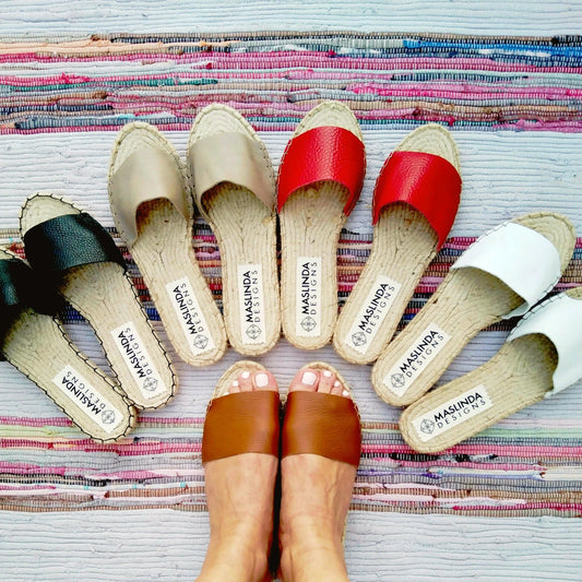 Essential Leather Espadrilles Slides 5 Colors - Maslinda Designs