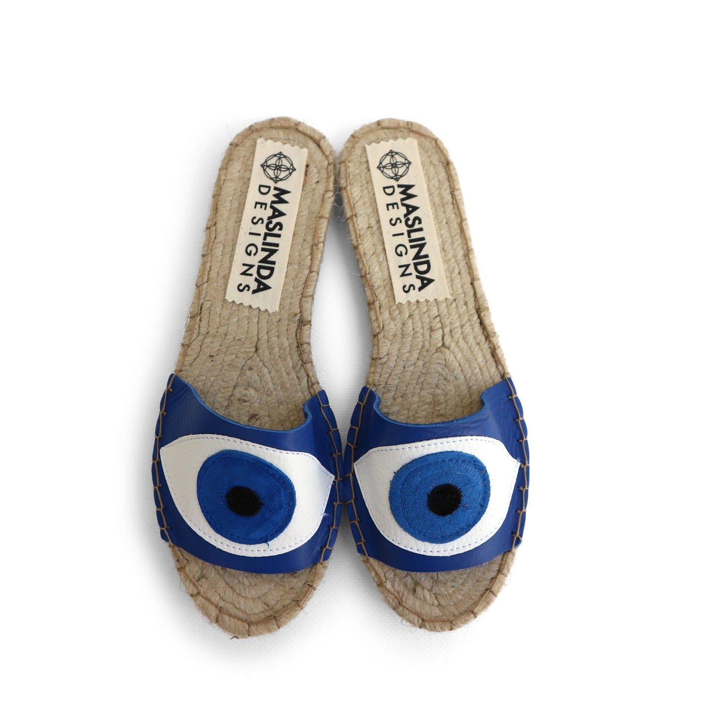 Evil Eye Espadrilles Slides - Blue - Maslinda Designs