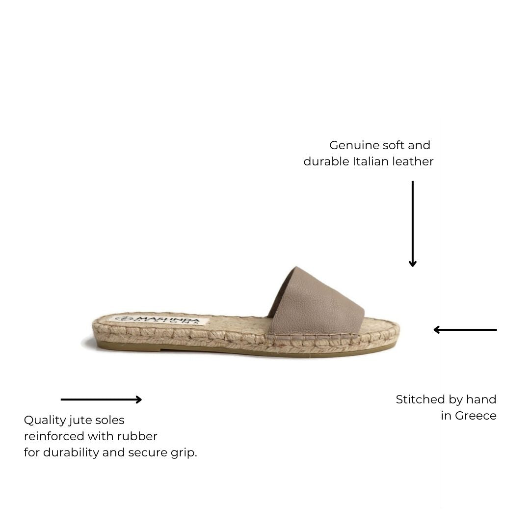 Evil Eye Espadrilles Slides - Tan - Maslinda Designs