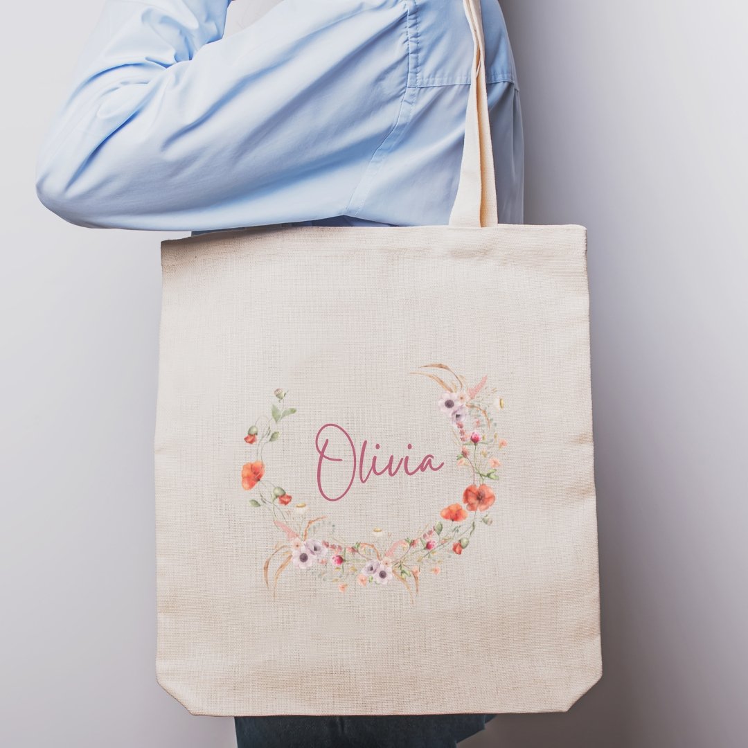 Floral Print Customisable Tote Bag - Maslinda Designs